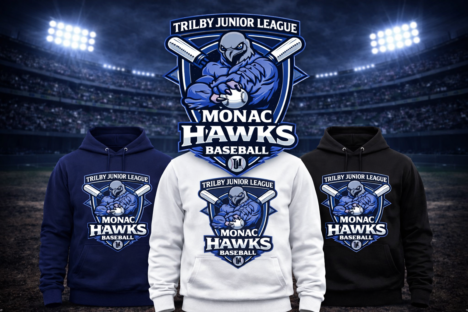Monac Hawks Hoodie - Trilby Junior League