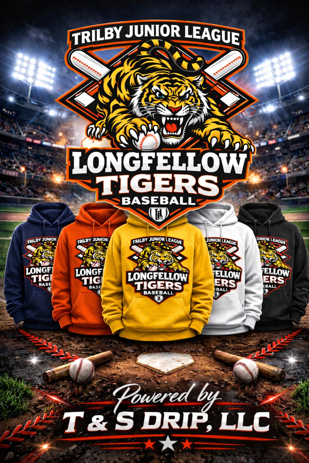 Longfellow Tigers Hoodie - Trilby Junior League