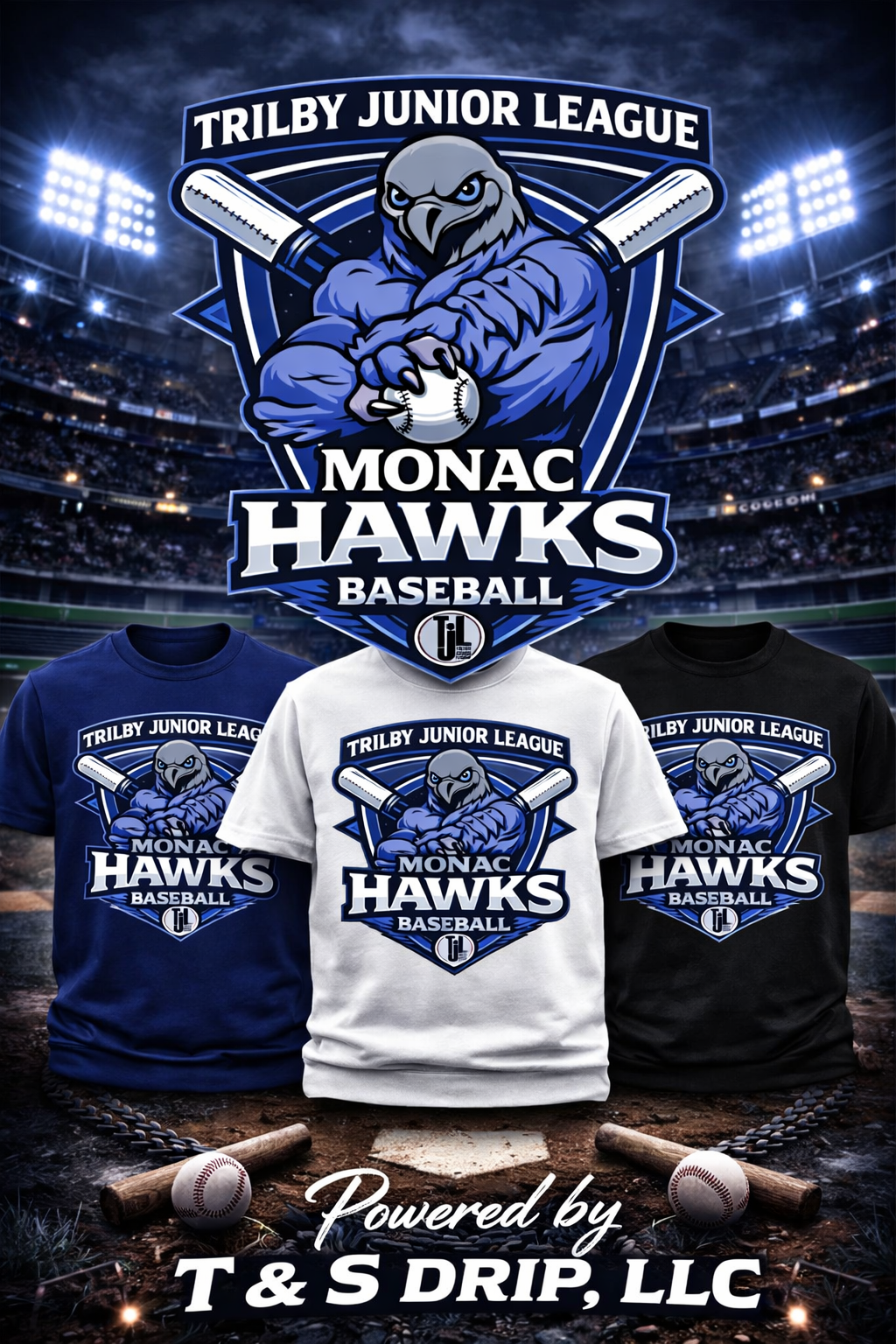 Monac Baseball Shirt - Trilby Junior League