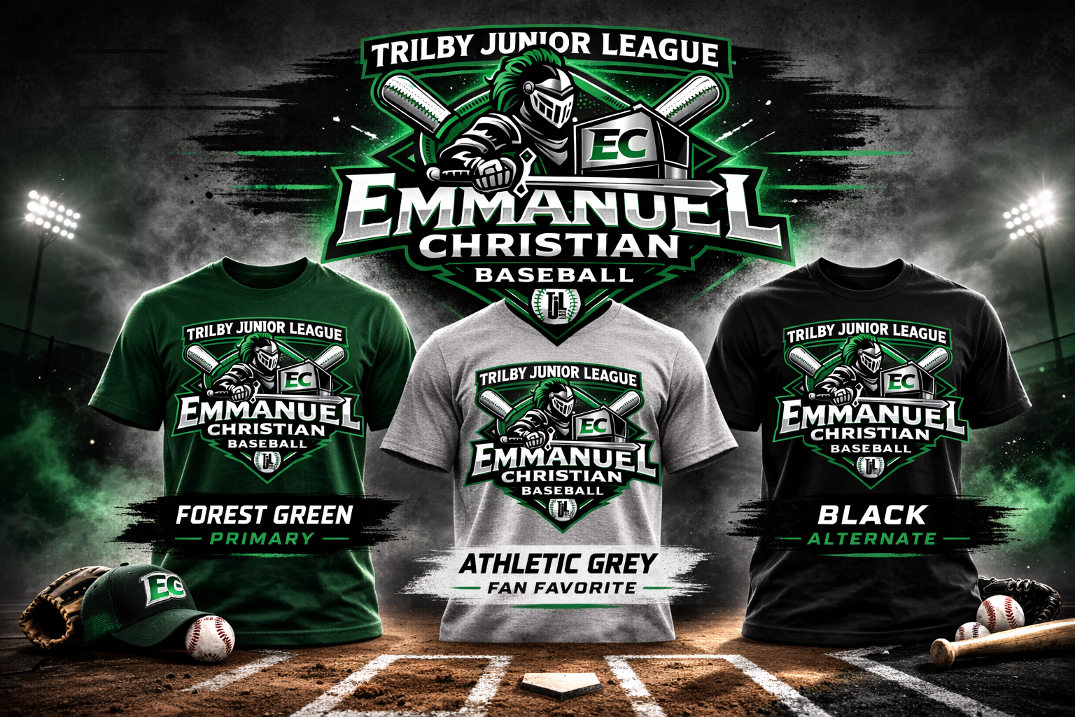Emmanuel Christian Warriors T Shirt - Trilby Baseball League