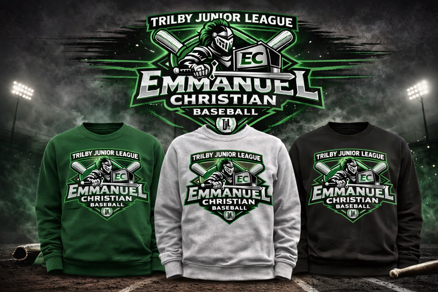 Emmanuel Christian Warriors Crewneck - Trilby Baseball League